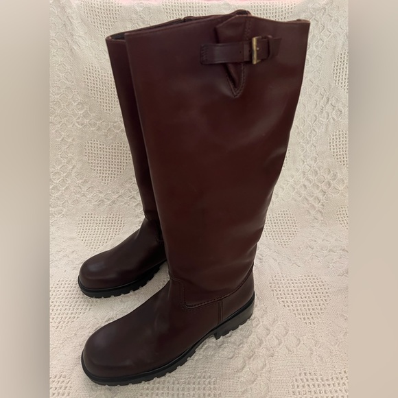 NEW Eddie Bauer Tall Boots Italian Leather Oxblood Rubber Tread Quality Size 11 - Picture 4 of 11